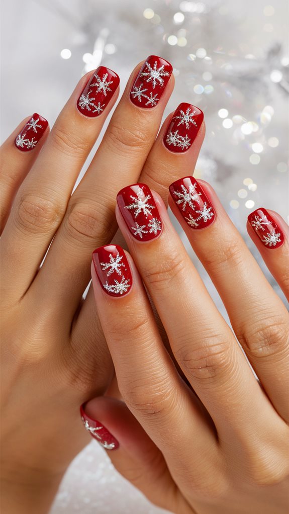 red snowflakes for festivities