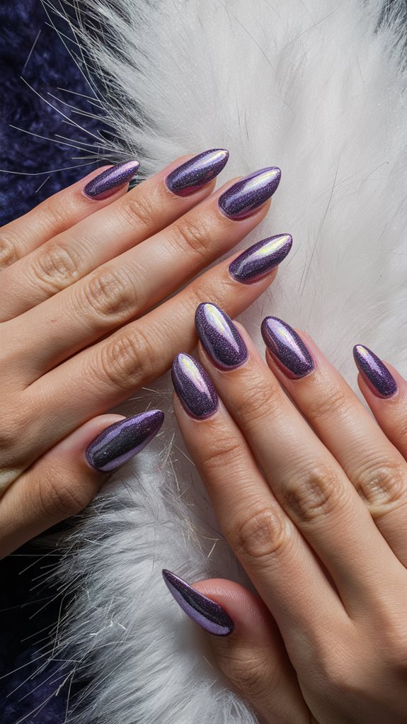 shimmering violet glitter effect