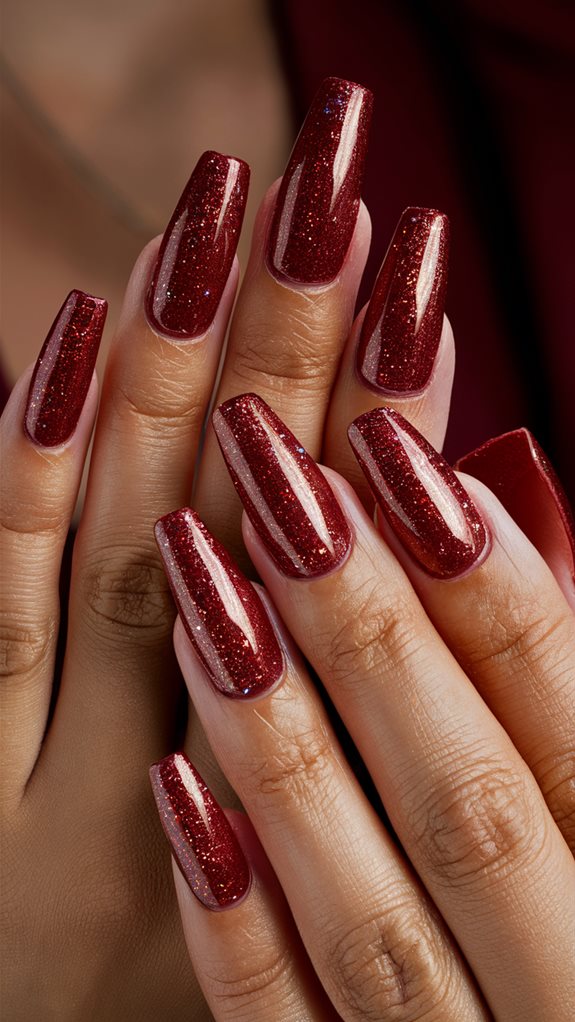 sparkling red coffin nails