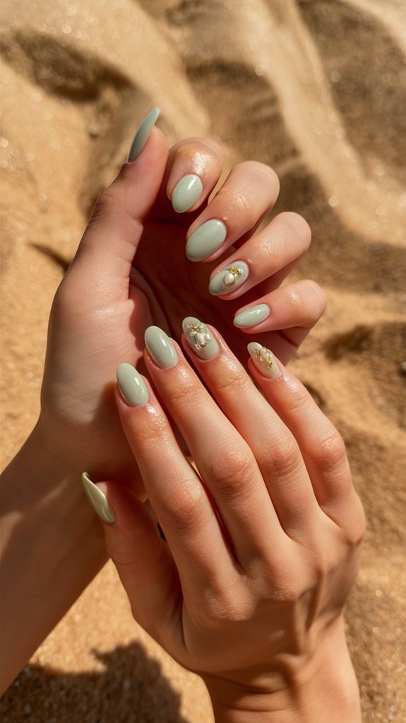 trendy seafoam green manicure