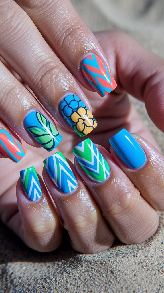 colorful designs on surfboards