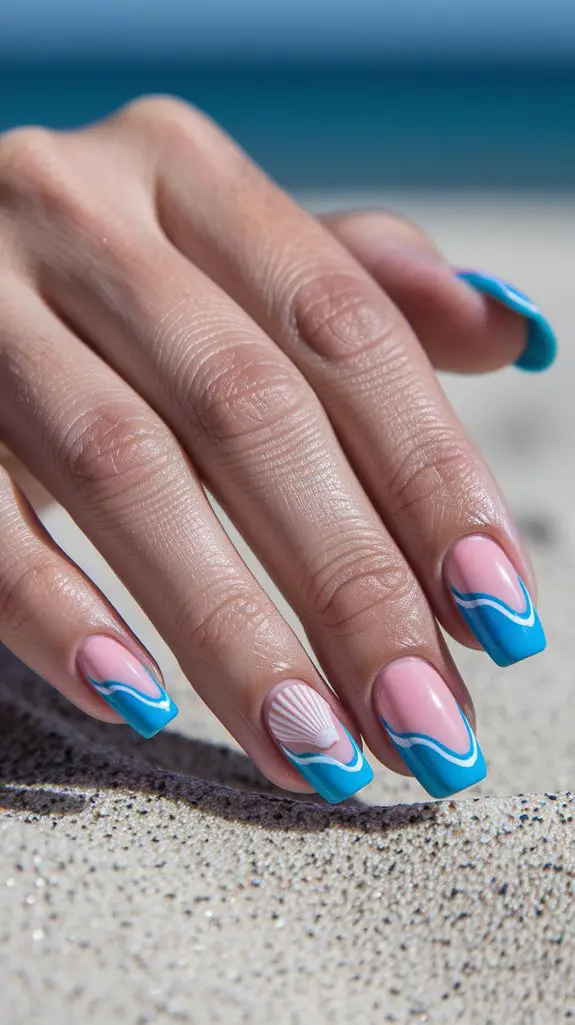 shells in pink and blue