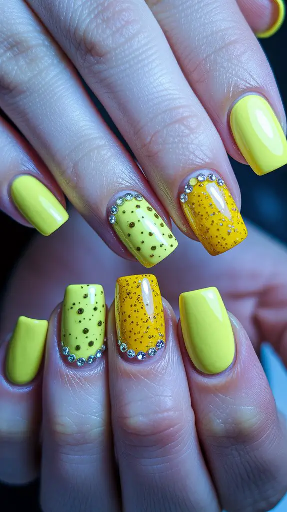 shimmering yellow glitter effect