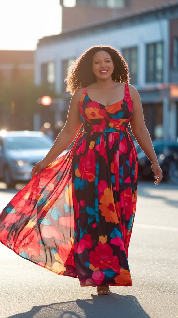 vibrant patterned long dress