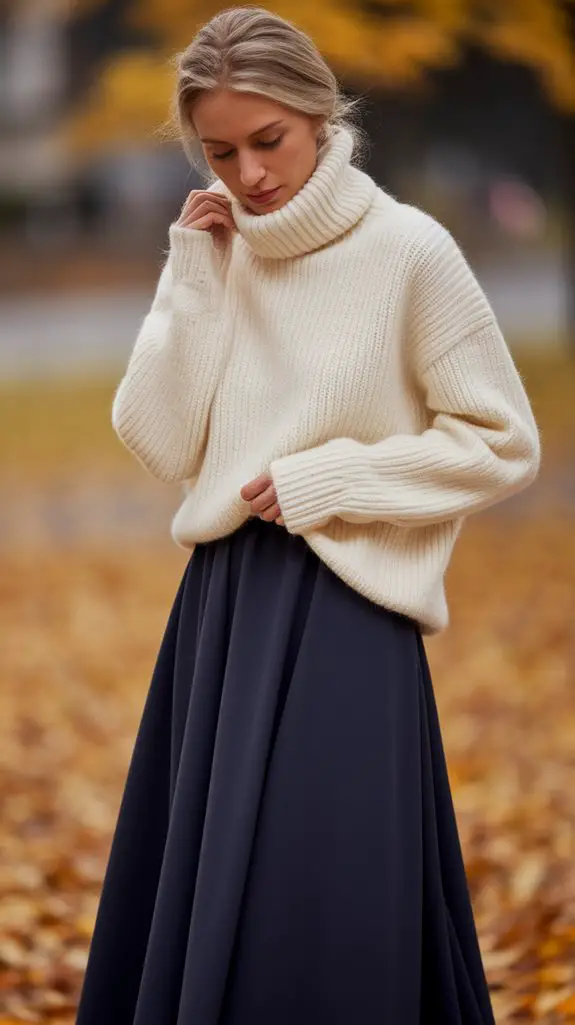 warm sweater with long skirt