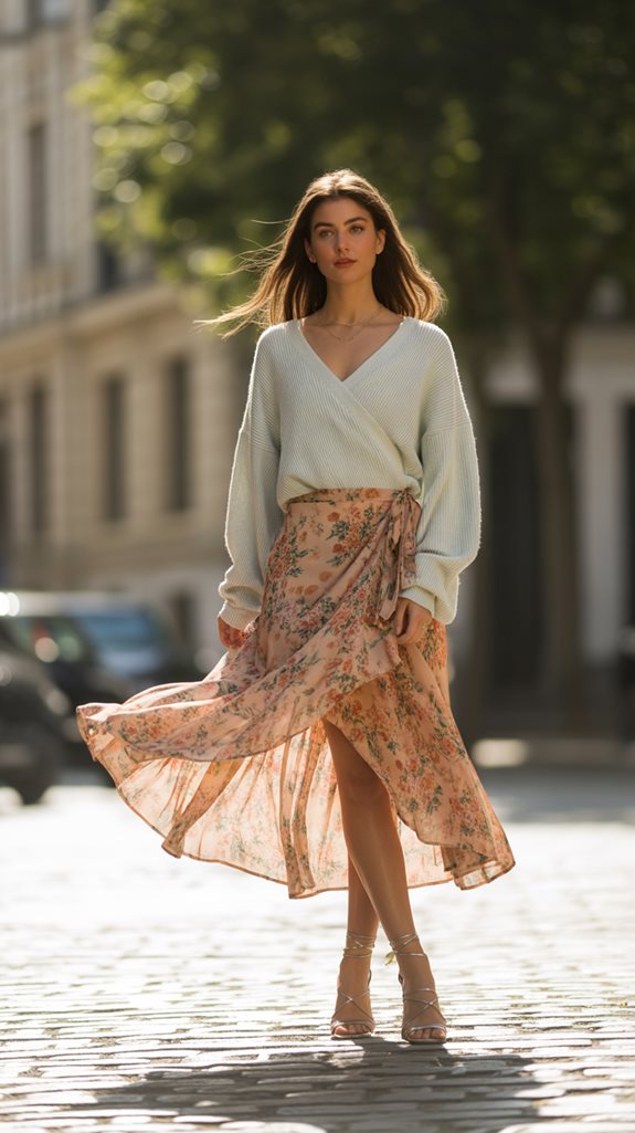 chic wrap skirt ensemble