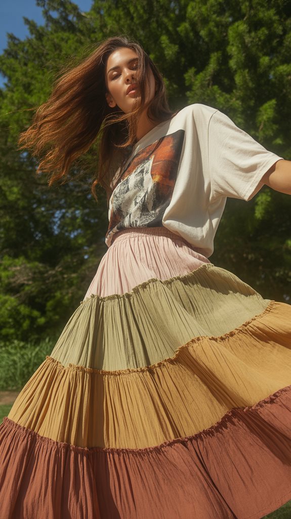tiered skirt graphic tee