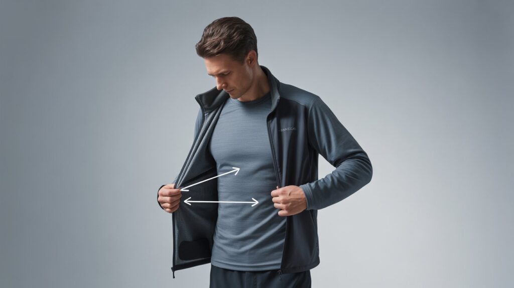 Step-by-step demonstration of the three-layer system for climate-adaptive travel dressing
