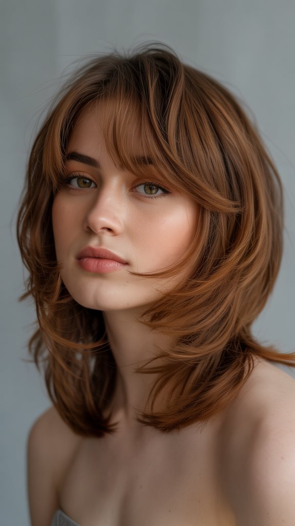 chic layered lob with bangs