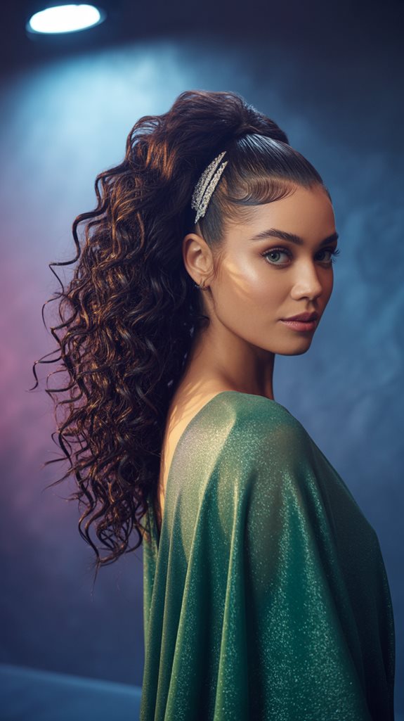 glamorous curly ponytail elegance