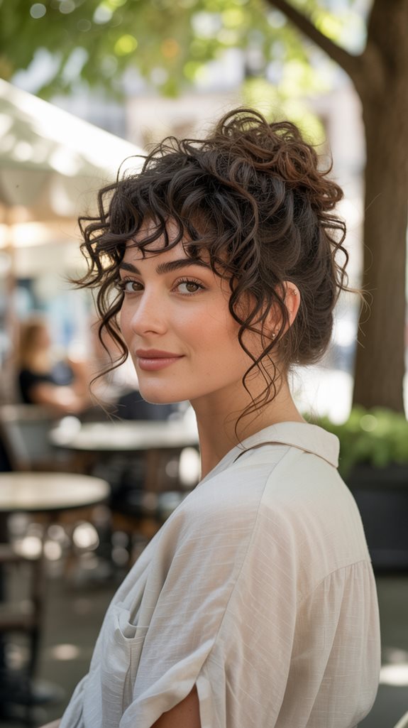 messy bun with curls