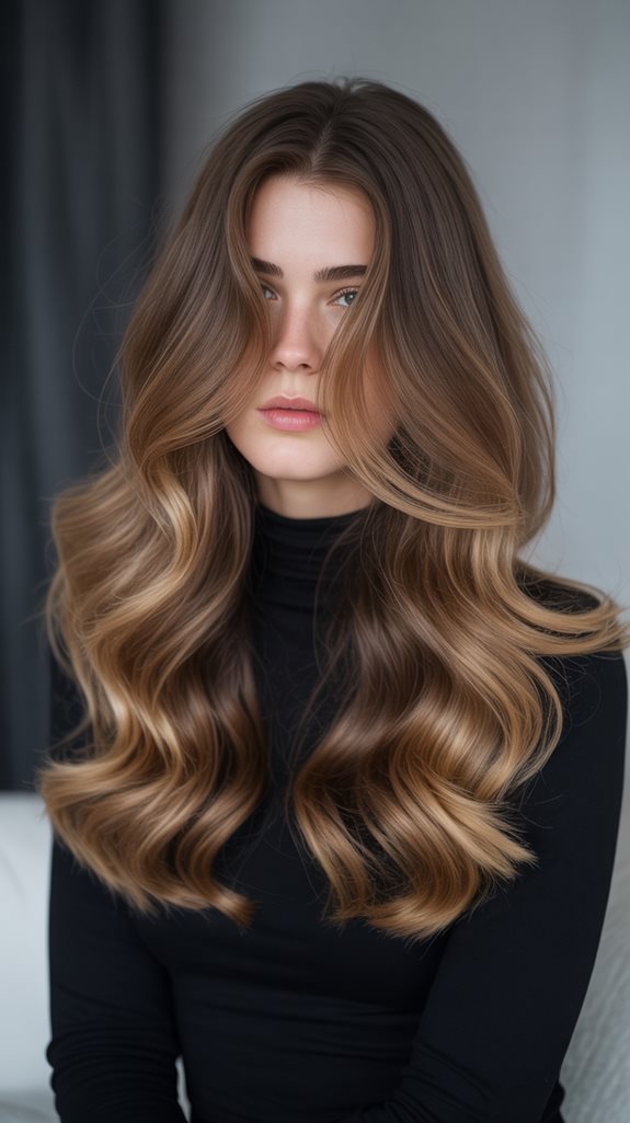 smoky brown with blonde highlights