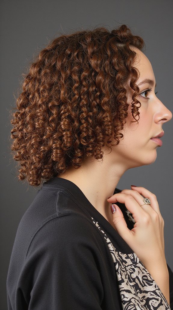 asymmetrical curly bob style