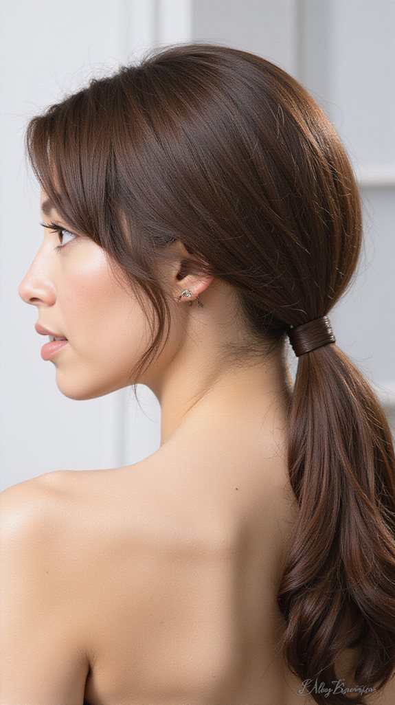 asymmetrical side swept ponytail elegance
