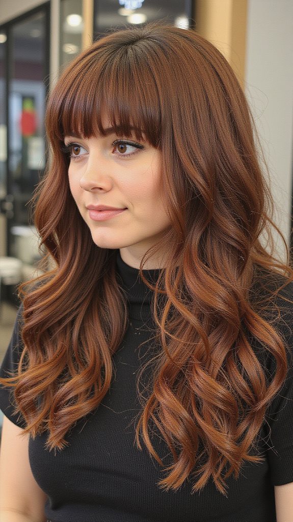 blunt bangs with butterfly layers