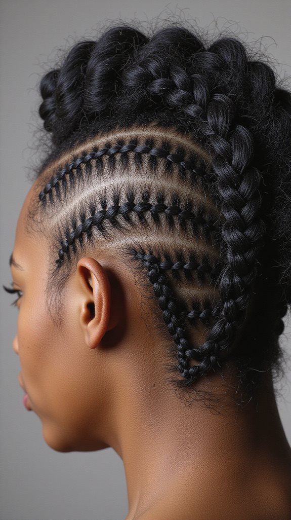 bold hairstyle with braids