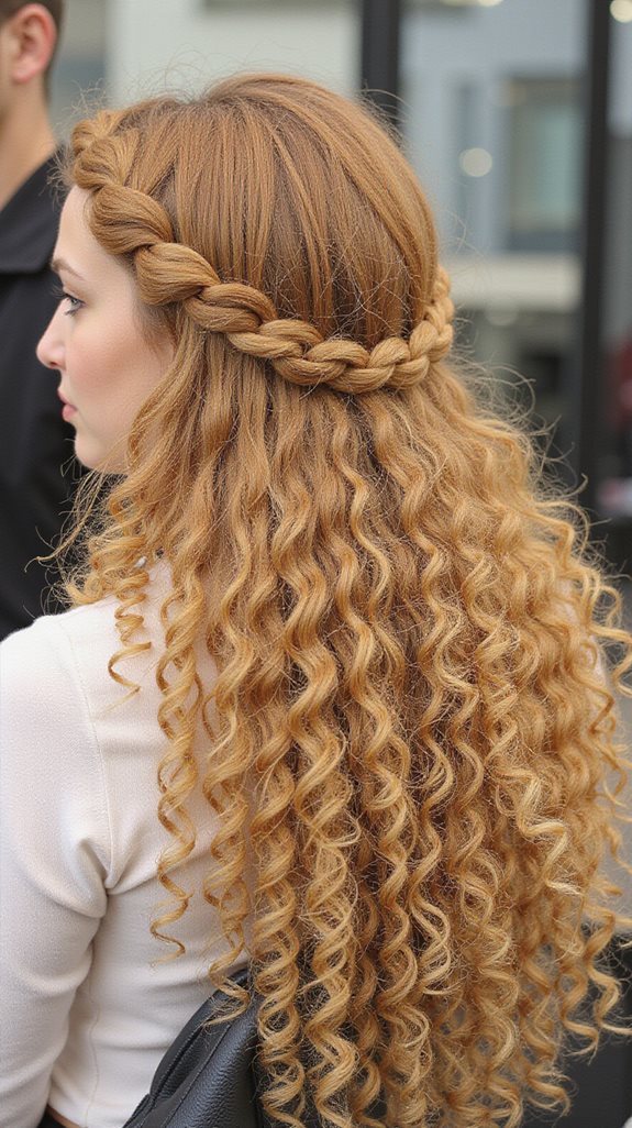 braided crown with curls