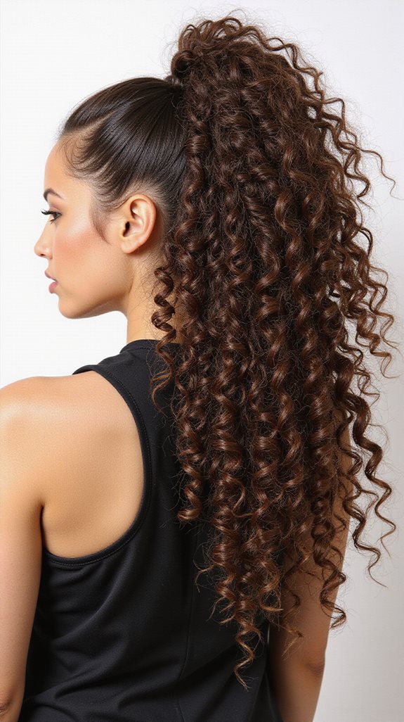 curly ponytail with volume