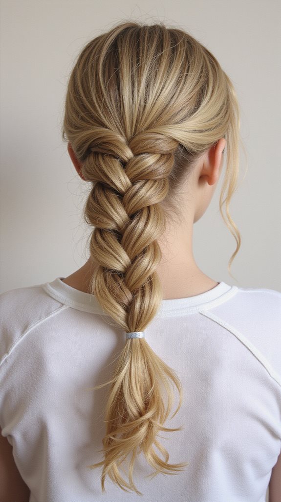 dutch braid ponytail technique