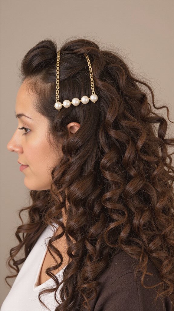 elegant side swept curls accessories