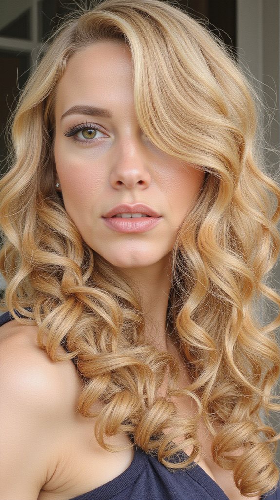 golden blonde curly hairstyle