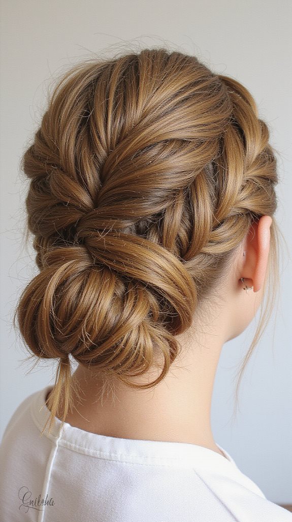 intricate fishtail bun styling
