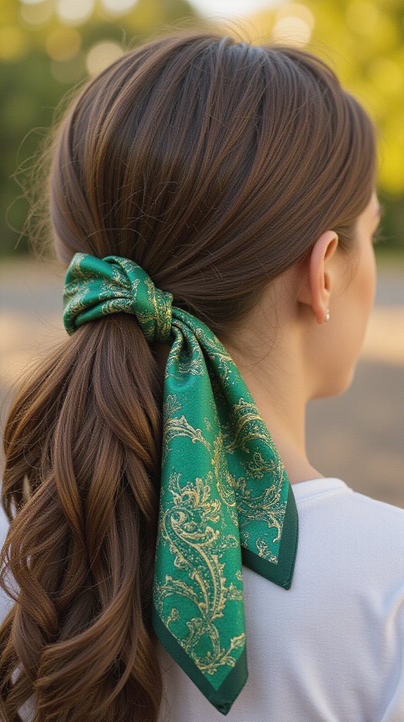 ponytail styled with scarf