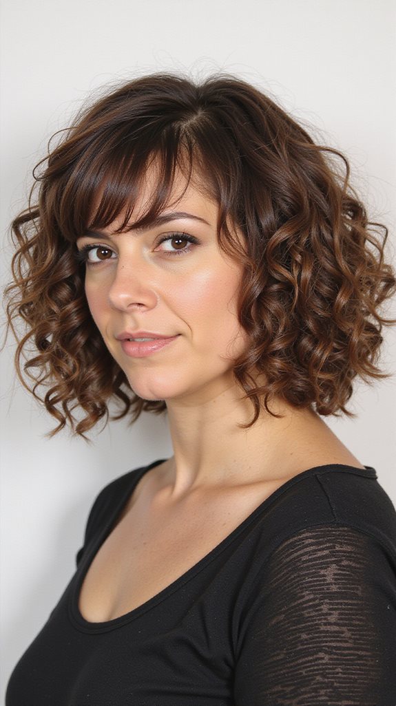 ringlet bob with bangs