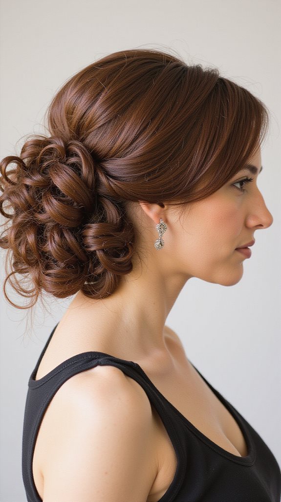 sleek curly low bun