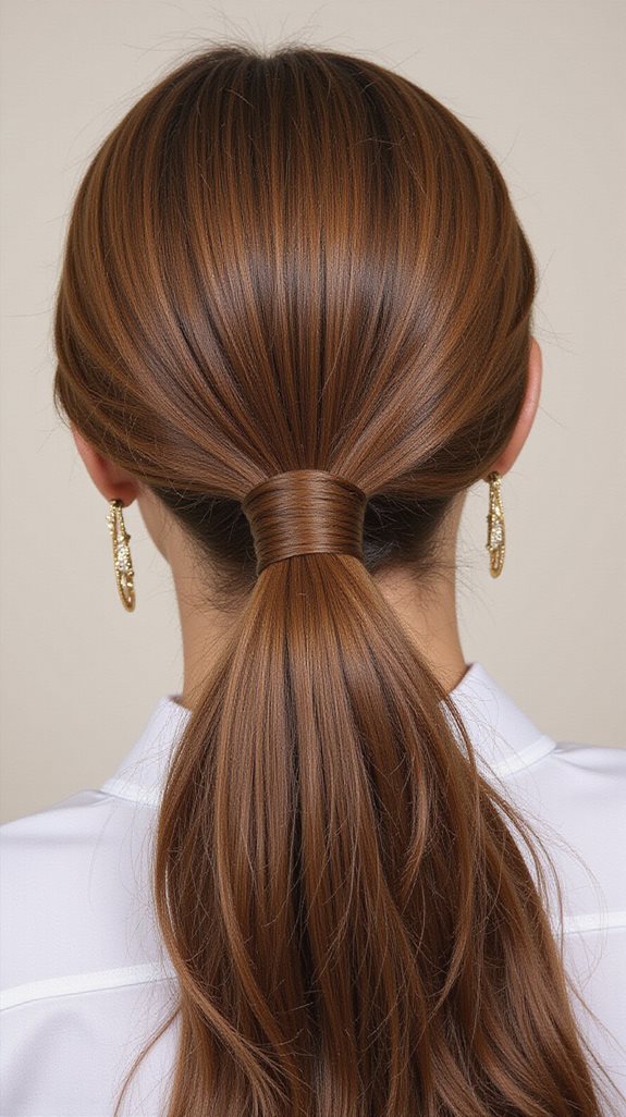 sleek polished wrapped ponytail