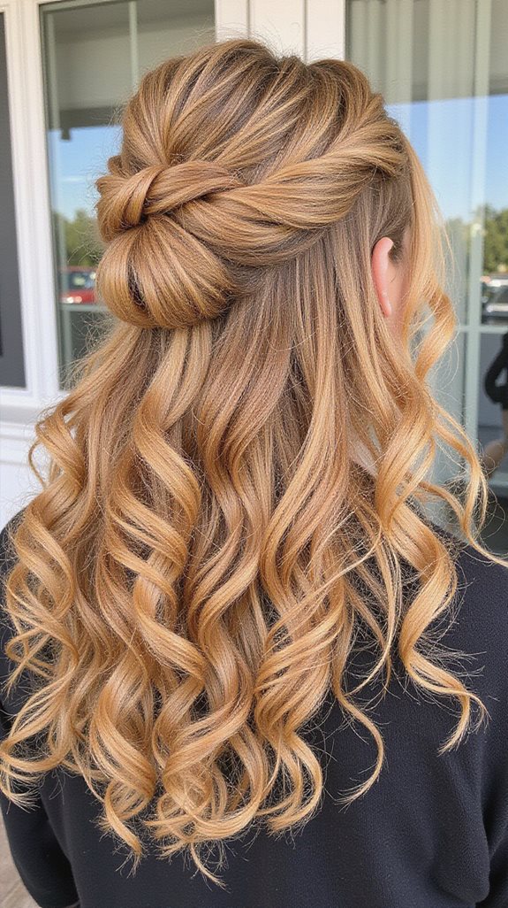 twisted half up romantic waves