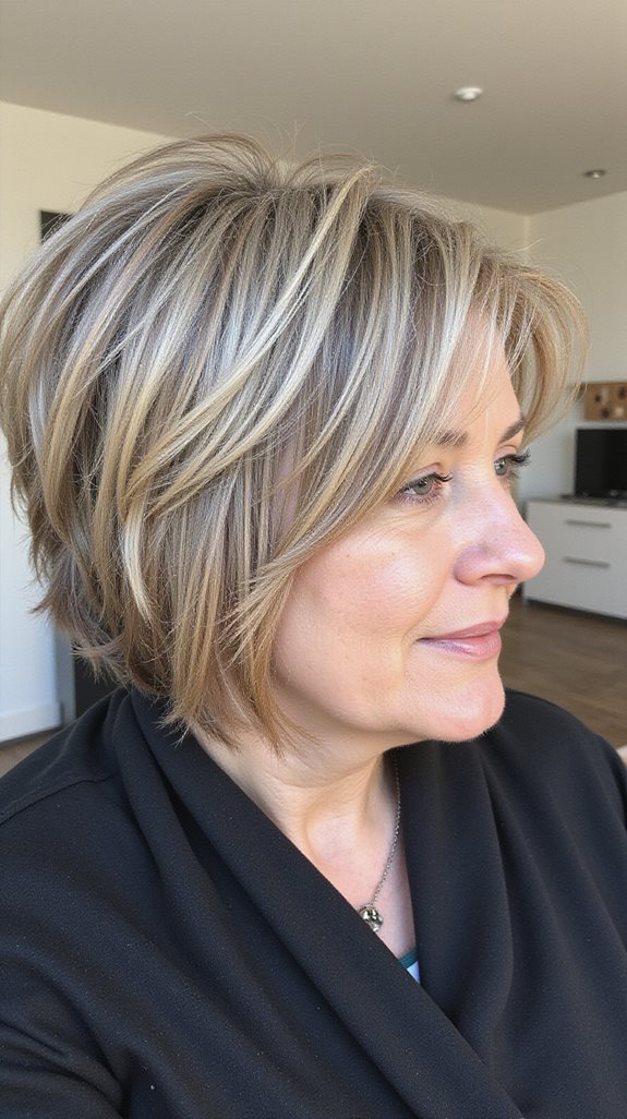 angled bob with highlights