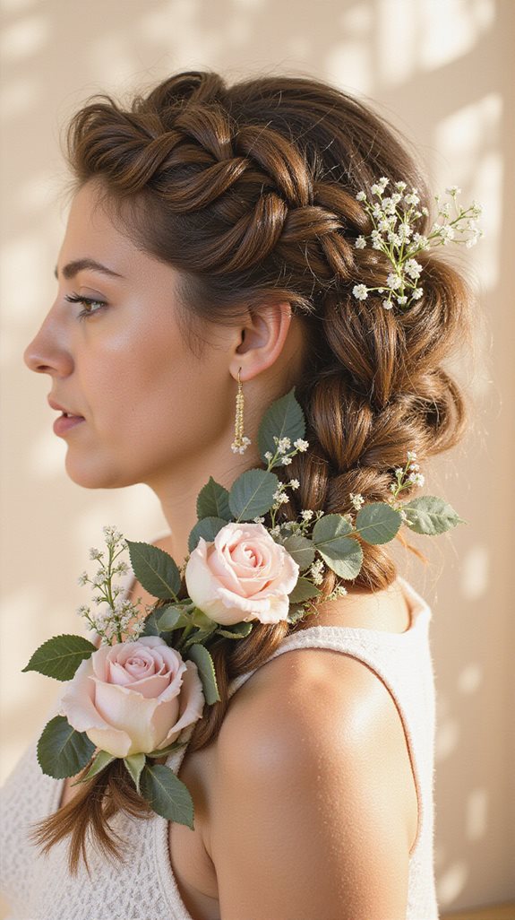 bohemian braid with flowers