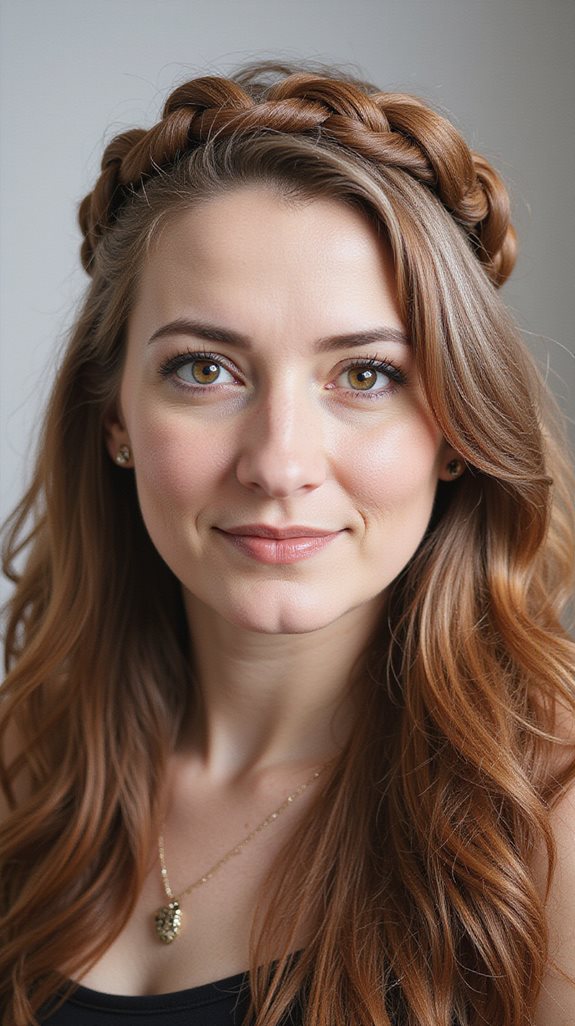 bohemian braided crown hairstyle