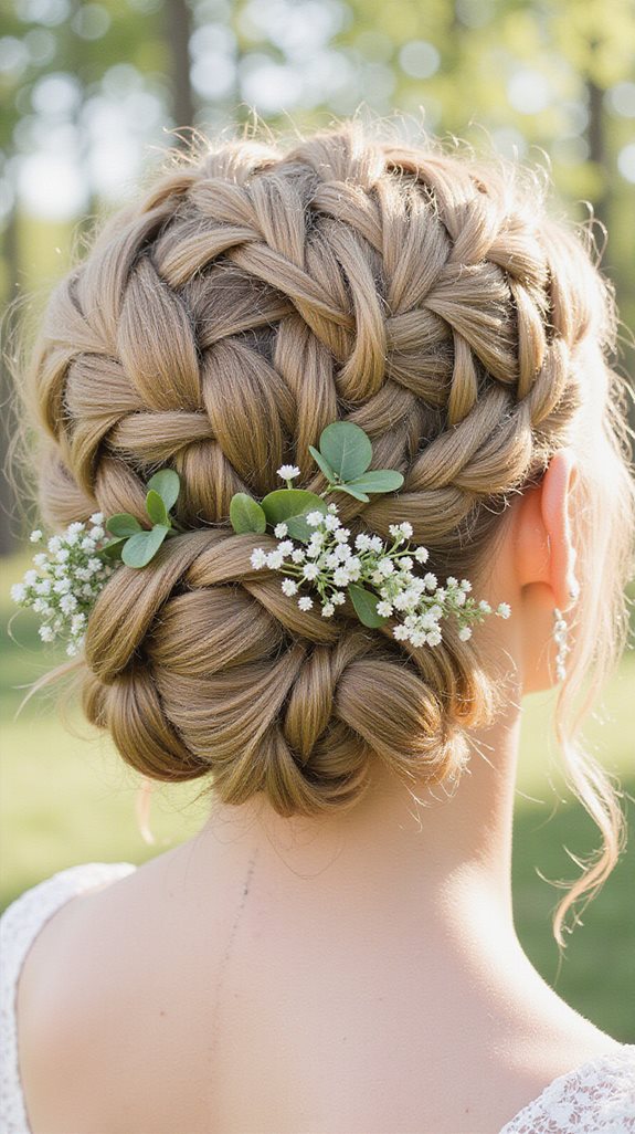 braided updo with greenery