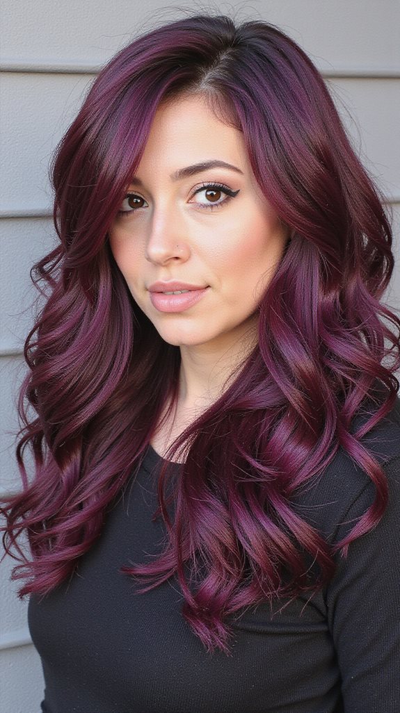 burgundy purple layered hairstyle