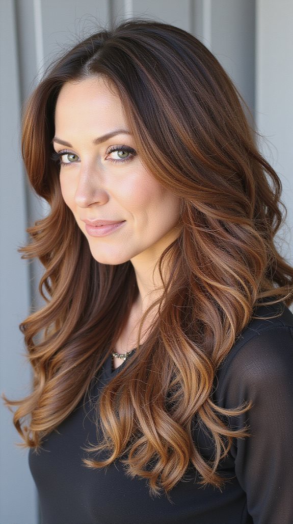 copper balayage layered hairstyle