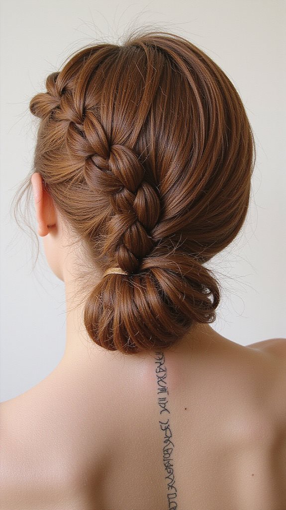 dutch braid low bun