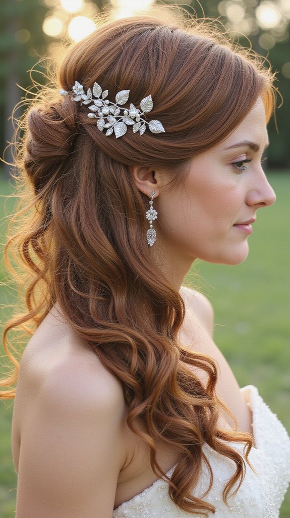 loose curls with hair vine