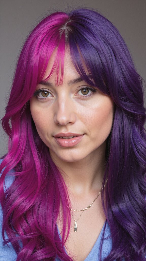 magenta purple half and half hair