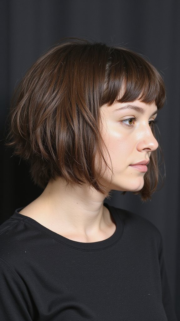 precision blunt chop hairstyle
