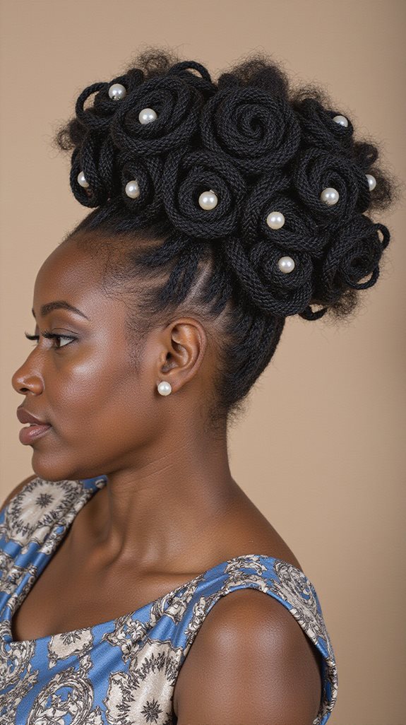 romantic braided rose updo