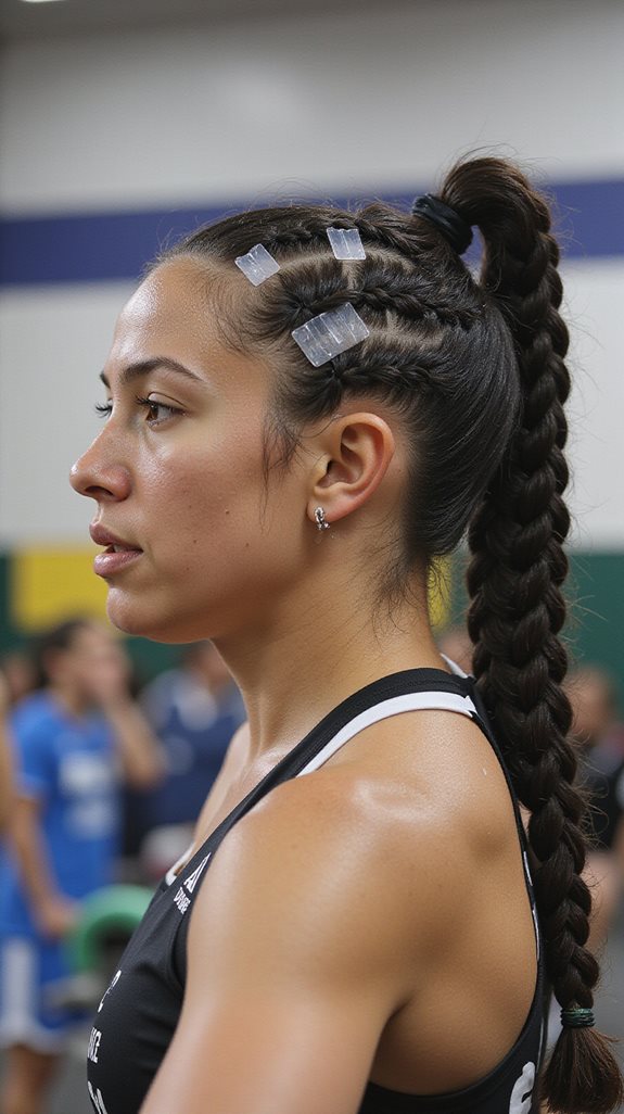 secure athletic double braids