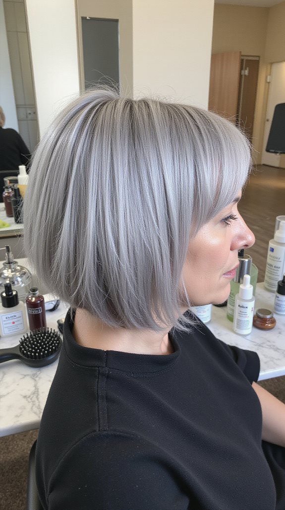 shiny healthy grey hair