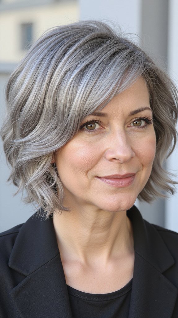 side swept bangs for grey