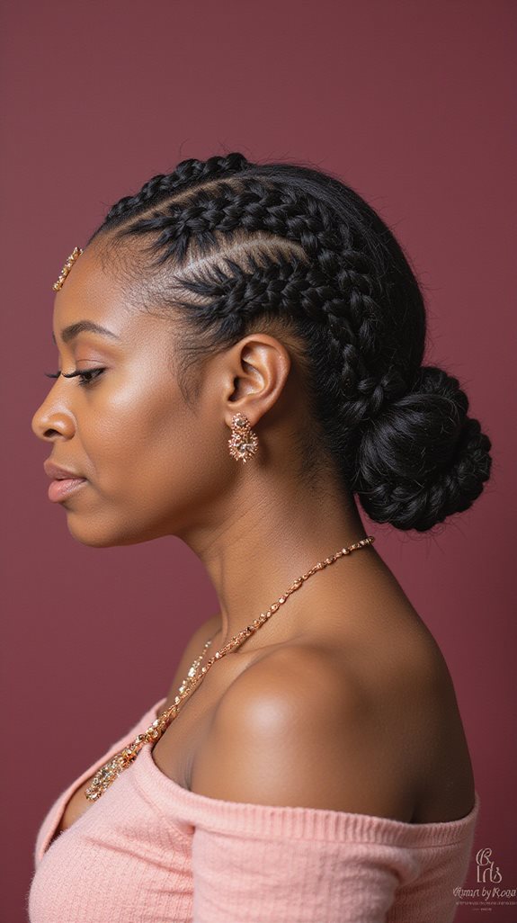 side swept braided chignon style