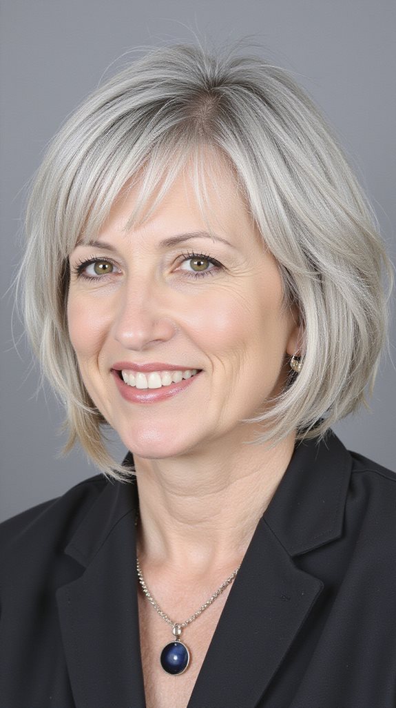 sleek bob with bangs