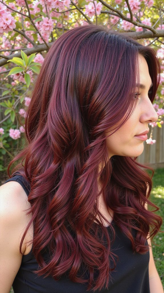 sophisticated burgundy red hair
