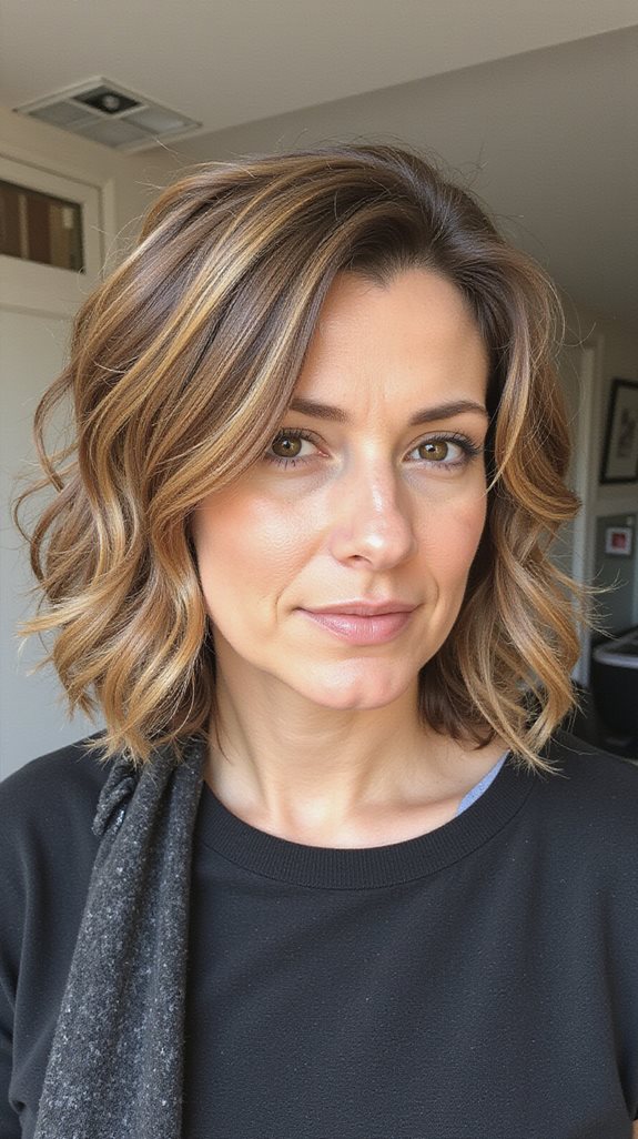 textured lob with balayage