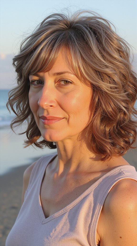 tousled lob with waves